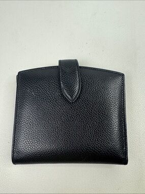 Vintage Coach Black Leather Snap Wallet Gold kiss lock opening Slip pockets Rare